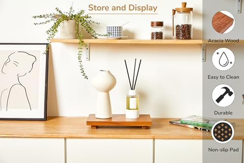 Medium 12" Acacia Wood Riser Pedestal Stand for Kitchen Counter - Image 2