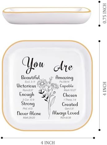 PUDDING CABIN Christian Gifts for Women Religious Scripture Jewelry Dish Bible Verse Tray - Image 4