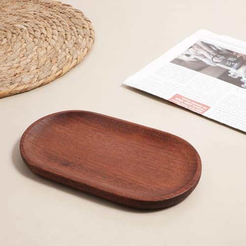 4 x 7.5 inch Small Solid Wood Serving Trays of Natural Ebony Wood with Edge, Mini Wooden Platters, Wood Counter Plates, Rectangle Wooden Trays Avoid Sliding and Spilling Food for Tea Coffee Kitchen - Image 6