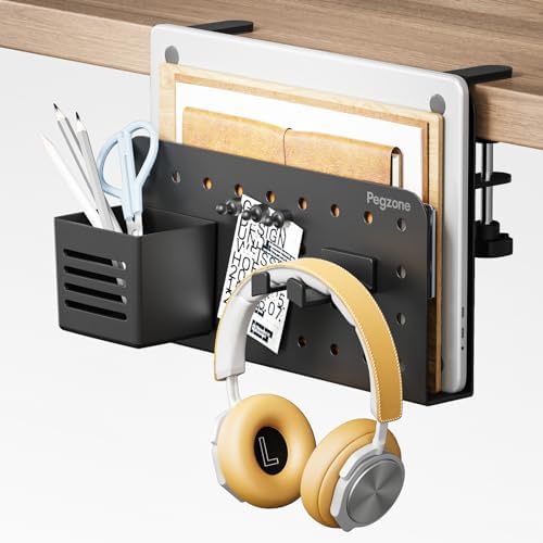 PEGZONE Desk Side Storage Organizer, Fits Flat Edge 0.4" to 2.2", Black by Pegzone