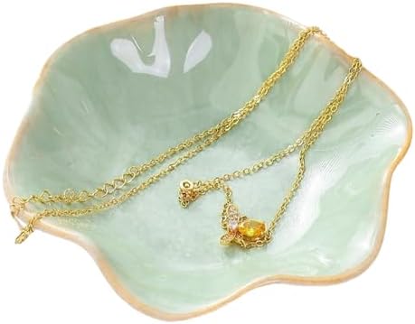 Ceramic Jewelry Tray with Lotus Leaf Design, Light Green Trinket Dish for Jewelry Storage, 4.3x4.3 Inch Key Tray and Room DecorHome Decor - Image 2