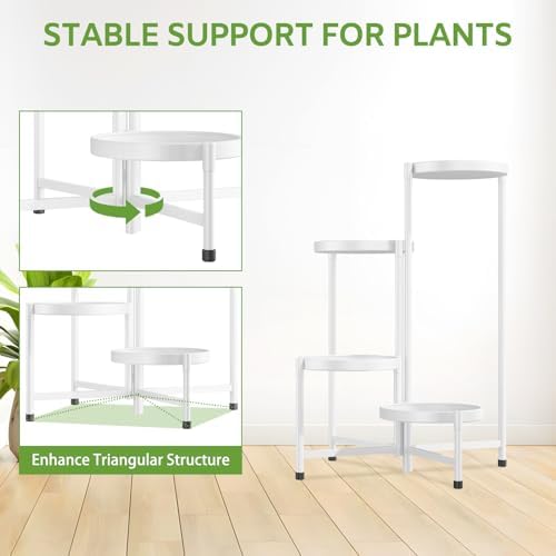 iDavosic.ly 4 Tier Large Plant Stand Indoor Outdoor, 10 In Wide Tray, White - Image 5