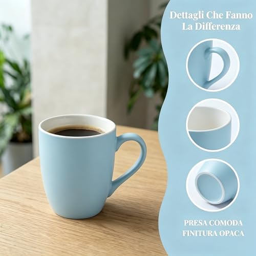 6-Piece 12oz Ceramic Coffee Mugs with Handles, Microwave & Dishwasher Safe, Ideal for Latte, Cappuccino and Hot Tea (Multi-Color) - Image 5
