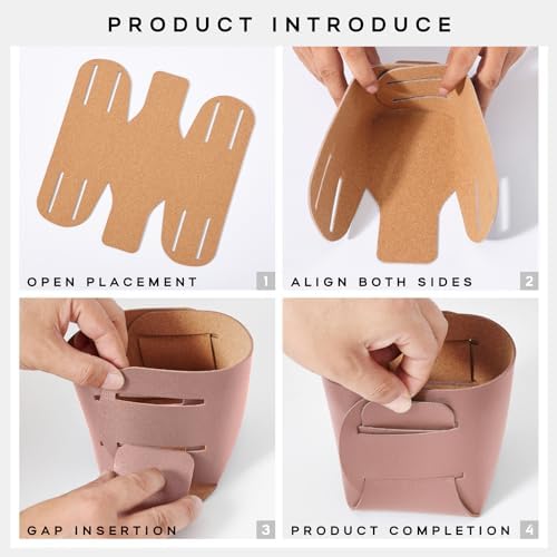 HOMIEAZICOZI 2-Pack Cork Leather Desk Accessories Storage - Pencil Pen Holder - Makeup Brush Holder Organizer - Stylish Addition to Home Decor (Pink) - Image 6