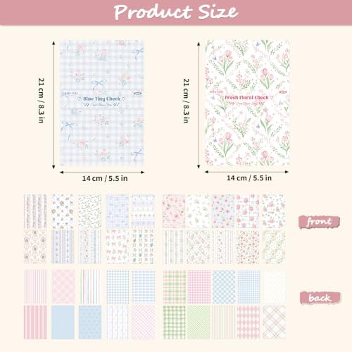 Scrapbook Paper Pink Blue Double Sided Floral Decorative Paper Pack for Card Making Junk Journals Wedding Invitations Photo Albums Decoupage Origami DIY Paper Crafts - Image 2