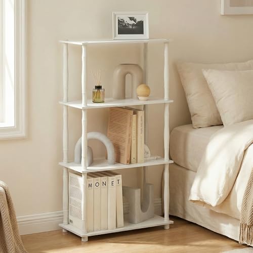 Furinno Turn-N-Tube Storage Shelves, 4-Tier Open Frame Book Shelf, Standing Corner Shelf, Toolless Open Shelves, Classic Tubes, for Organization and Storage, Living Room, Home Office, White - Image 5