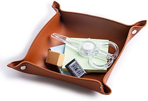 PU Leather Jewelry Valet Tray for Women and Man (Brown-B) - Image 4