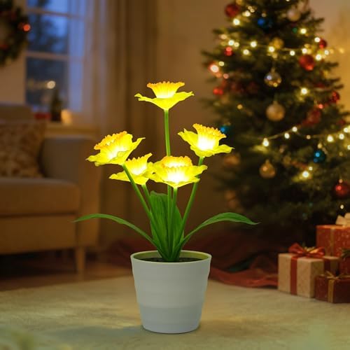Artificial Daffodil Flower Night Light Gifts for Women Mom Grandma by Hibeauti