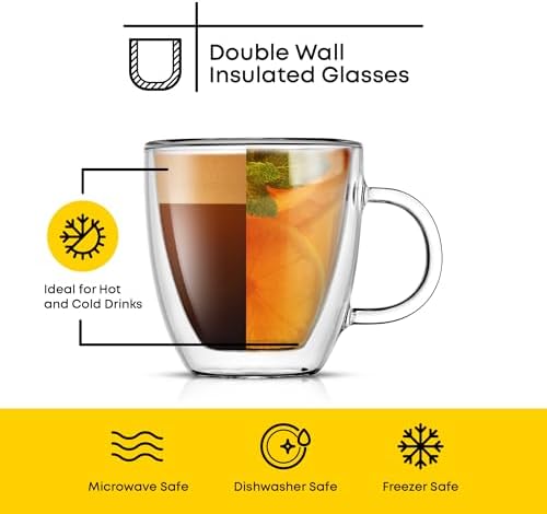 JoyJolt Savor Double Wall Insulated Glasses Espresso Mugs (Set of 2) - 5.4-Ounces - Image 3