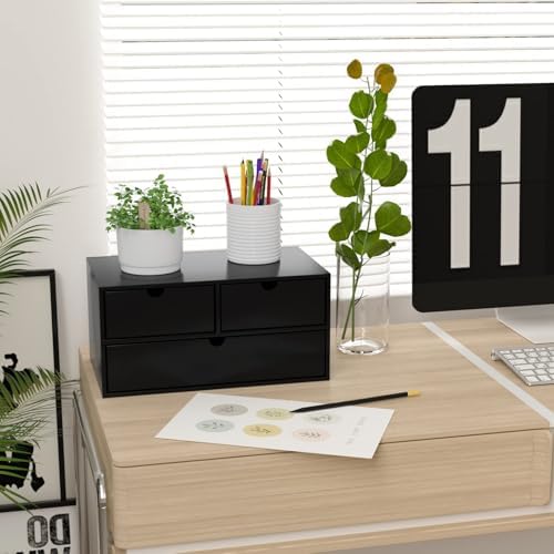 Bamboo Desk Organizer wtih Drawers Mini Desktop Drawer Tabletop Storage - Image 4