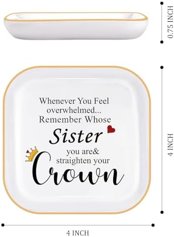 Sister Gifts Ceramic Ring Dish Tray, Encouragement Straighten Your Crown - Image 5