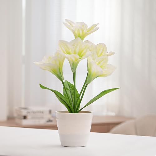 Artificial Lily Fower Lamp - Artificial Potted Flower Light, Christmas Birthday Gifts for Women Wife Girlfriend Mom Anniversary Bedroom Bar Coffee Shop Night Light Lamp Home Decor - Image 7