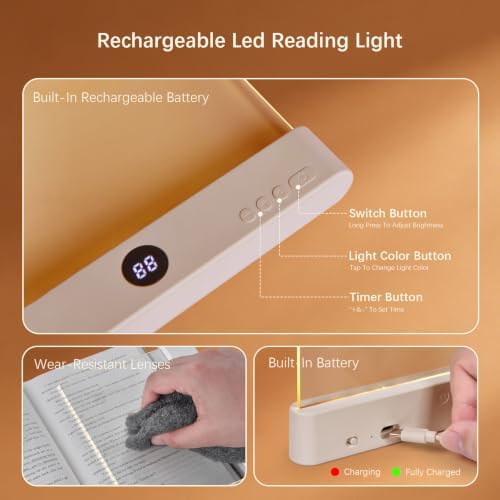 Choudao LED Book Light & Night Light 2 in 1,Dimmable Flat Reading Light - Image 6