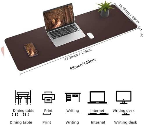 AFIING Cork Desk Mat 55" x 17", Dual-Sided Natural Cork & PU Leather Desk Pad, Non-Slip Waterproof Large Mouse Pad for Office, Home & Gaming (Coffee) - Image 2