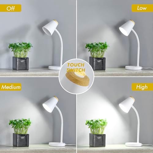 EJIAXIN Desk Lamp for College Dorm Room - Small LED Desk Lamp Touch Dimmable Reading Light for Home Office - Adjustable Flexible Gooseneck Table Lamp for Bedside Bedroom Nightstand White - Image 2