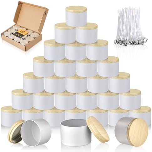 MGLIFEUL 8oz Candle Tins Jars Cans with Lids and Wax Wick for Making Candle by MGLIFEUL