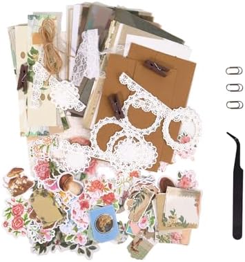 Flartmo 313 Pcs Complete Scrapbook Supplies Kit, Vintage Scrapbook Paper & Nature Flower Stickers, Junk Journal Scrapbooking Supplies Kit for Journaling, Scrapbooking Embellishments, Planner, Card by Flartmo