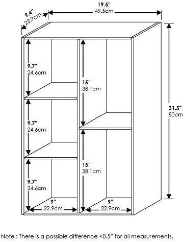 Furinno LUDER Book Shelf, 5-Cube Bookshelf, Reversible Bookcase, 9.4 x 19.5 x 31.5, Easy Assembly, for Living Room, Bedroom, Home Office, White/Light Blue - Image 3