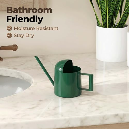 Bamworld Small Watering Can Indoor Outdoor Plant Metal Stainless Steel Long Spoutt Flowers Watering Cans for House Garden Plants 10OZ Watering Bottle Cute Stylish Gardening Decoration(Deep Green) - Image 5