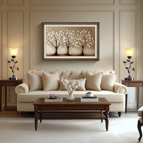 Set of 2 Touch Vintage Bedroom Leaf Table Lamps with 2 USB Ports - Image 5