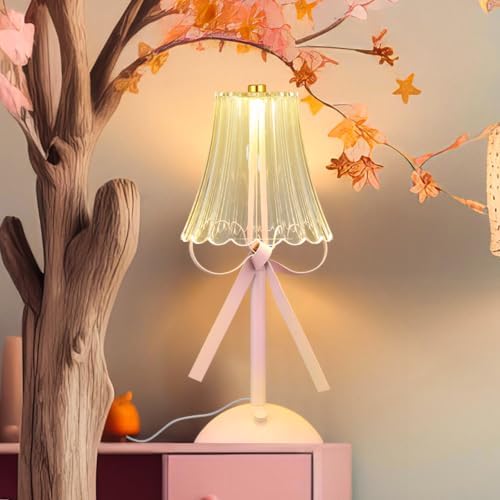 Chunful Pink Bow Lamp USB Desk Acrylic Decor for Bedroom - Image 4