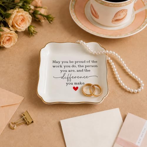 Inspirational Ceramic Jewelry Dish, Appreciation Gift for Women, Thank You Ring Dish, Decorative Trinket Tray for Teacher Nurse Coworker Mentor Friend Employee Retirement - Image 2