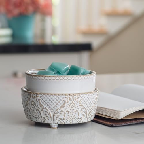 Candle Warmers ETC 2-in-1 Candle and Fragrance Warmer for Warming Scented Candles or Wax Melts and Tarts with to Freshen Room, Vintage White Lace - Image 6