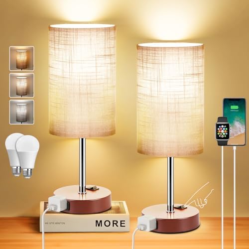 ZJOJO Bedside Table Lamp Set of 2, 13.8" Small Lamp for Bedroom Nightstand by ZJOJO