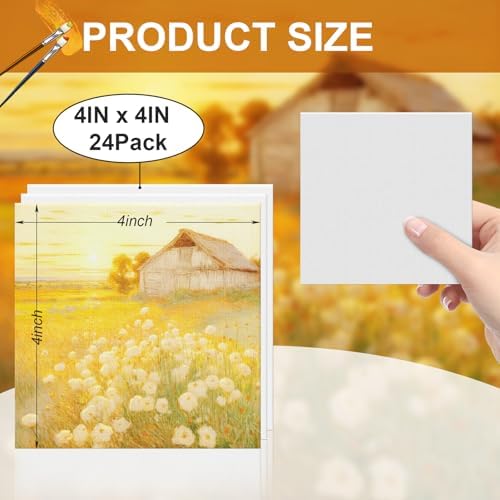 ESRICH 4x4IN Small Canvases for Painting, 24 Pack Mini Canvas Boards Cotton Painting Canvas Primed Acid Free Mini Blank Canvas Panels for Oil Paint,Watercolor,Acrylic Paint,Gouache&Tempera. - Image 2