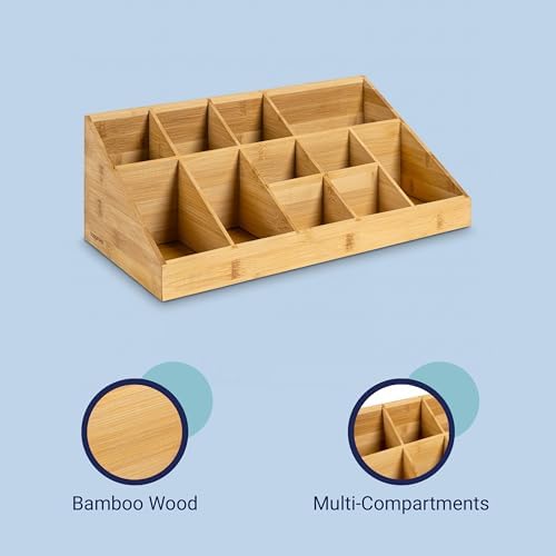 happimess Bambury 18" Cup and Condiment Station Bamboo Organizer, Natural - Image 6