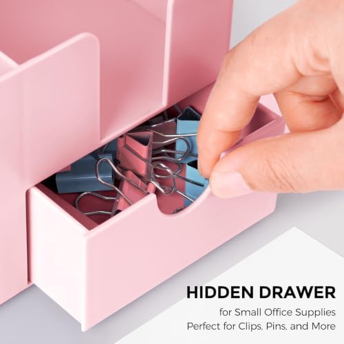 SKYDUE Small Desk Organizer with Sticky Notes Holder,Pen Holder for Desk - Image 2