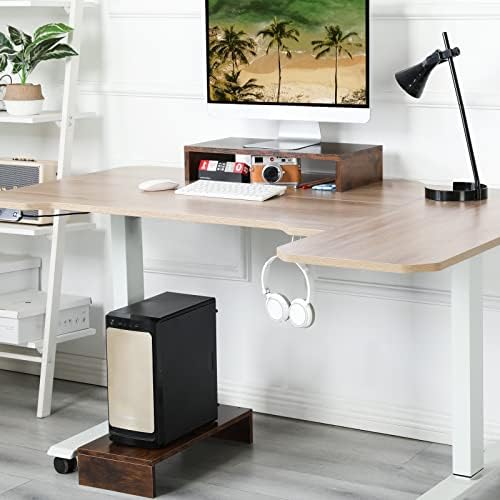 TEAMIX 2-Pack Monitor Stand Riser 20 inch, Wooden Tabletop Shelf, Brown - Image 6