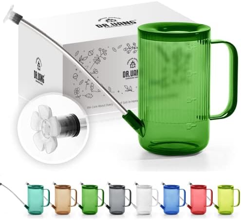 Small Watering Can Indoor Plants with Long Spout (1L, Green) by DrUang