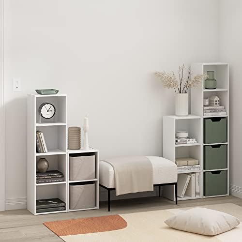 Furinno PASIR Book Shelf, 2-Tier Modern Bookshelf, Open Shelves Bookcase 9 x 12 x 21, Easy Assembly, for Living Room, Bedroom, Home Office, White - Image 2