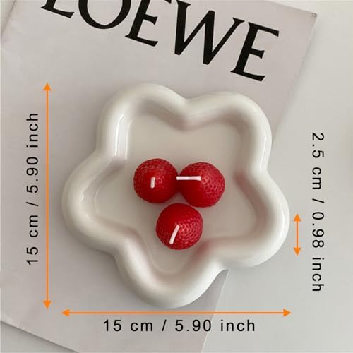 Small Ring Holder Dish, Ceramic Jewelry Dish Tray, Flower Shape Jewelry Tray for Women, Room Decor Aesthetic Trinket Dish, Wedding Engagement Jewelry Plate Bowl for Earrings Keys Perfume Gift - Image 2