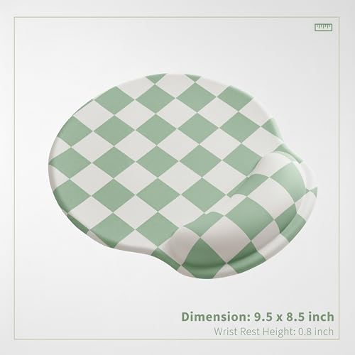 Ohocut Sage Green Checkered Mouse Pad with Gel Wrist Rest, Wrist Support, Ergonomic Desk Accessories for Women, Office Laptop Gaming Decor, Cute Aesthetic Trendy Check Design - Image 4