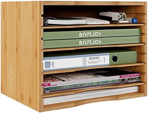 Bamjoy Bamboo 5 Tier Desktop Organizer, Paper Organizer Mail Sorter, File Holder Letter Document Storage with Adjustable Shelves for School Home Office, Natural - Image 6