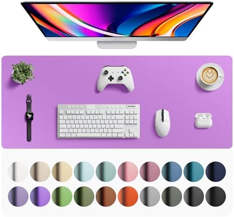 Aothia Faux Leather Desk Mat - Large Mouse Pad, Non-Slip PU Leather Blotter, Waterproof Writing Surface for Office and Home (Iris Violet, 42" x 17") by AothiaSimpleNaturalUnique