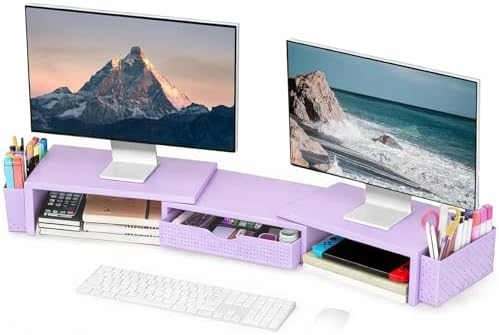 Spacrea Dual Monitor Stand Riser with Drawer and 2 Pen Holders by Spacrea