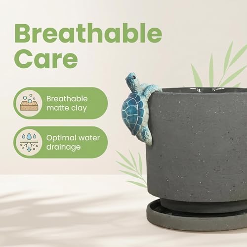 Nihow Ceramic Plant Pot with Cute Resin Figure for Idoor Plants, 5.75 Inch - Image 3