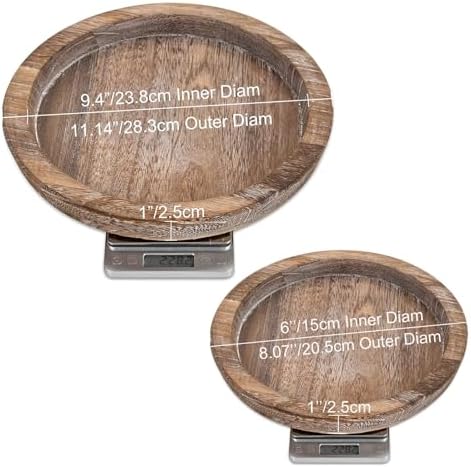 Rustic Wooden Serving Tray - Candle Holder, Round Coffee Table Decor, Home Centerpiece (11.14 in) - Image 4