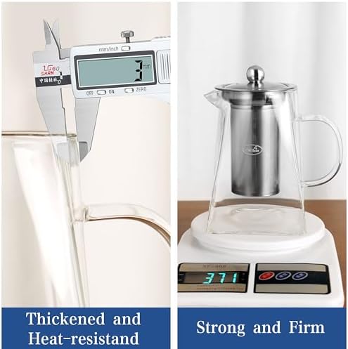CNGLASS Glass Teapot with Infuser,31oz Clear Glass Tea Kettle with Removable Stainless Steel Strainer,Stovetop Safe Glass Teapot for Blooming and Loose Leaf Tea… - Image 3