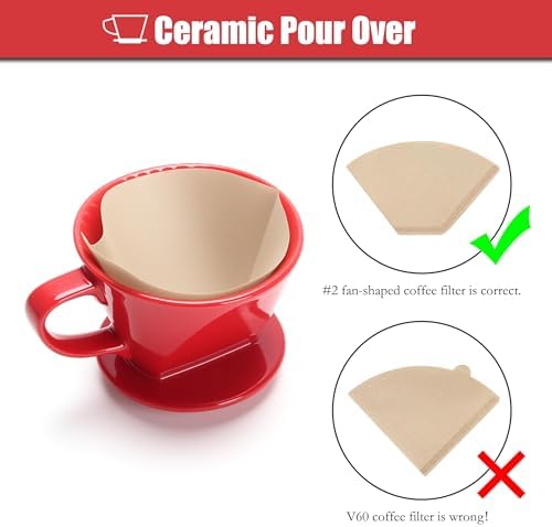 Pour Over Coffee Dripper Ceramic, Red Single Hole Coffee Maker - Image 4