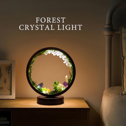 Runyangshi Forest Style Bedroom Night Light USB Port 3 Colours Dimming Mode Bedside Lamp Natural Clear Quartz Single Crystal Healing Crystal Night Lamp for Bedroom Office Home Decor Gift - Image 6