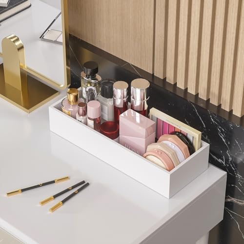 ZHWS Toilet Paper Basket, Bathroom Basket, Toilet Tank Tray for Storage Toiletries, Back of Toilet Organizer, Bathroom Vanity Tray for Makeup, Decorative Tray, Toilet Tank Basket 15" x 6" x 3 White - Image 5