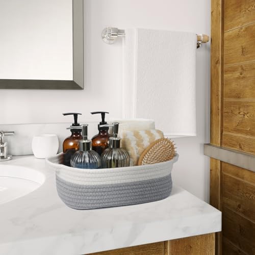 VOOWO Set of 5 Woven Baskets - Rope Storage Solutions, Nursery & Organizing, Off White & Gray - Image 4