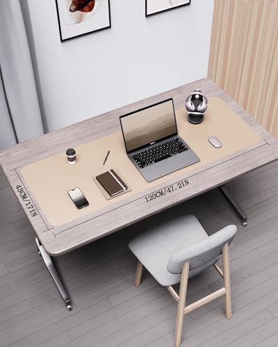 YSAGi Double-Sided Desk Pad, Leather Desk Mat, Eco Cork Desk Pad Protector, Large Mouse Pad for Desk, Waterproof Desk Blotter Pad, Desk Writing Pad for Office Work/Home (Beige/Cork,47.2" x 17") - Image 2