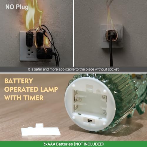 Small Battery Operated Lamp with Timer, Jelly Green - Image 4