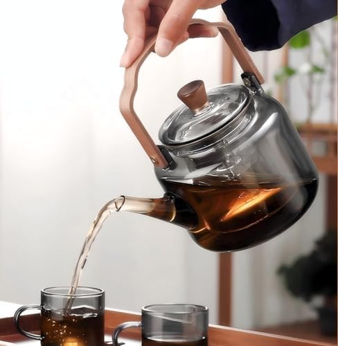 Tea Pot with Infuser for Loose Leaf Tea, Glass Teapot Stovetop, Heat Resistant Borosilicate Tea Kettle, Clear, 34oz/1000ml Capacity, Tea Strainer - Image 7