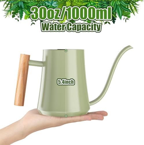 Green Moon 1L/35oz Metal Watering Can Indoor with Long Spout, Sage Green - Image 2
